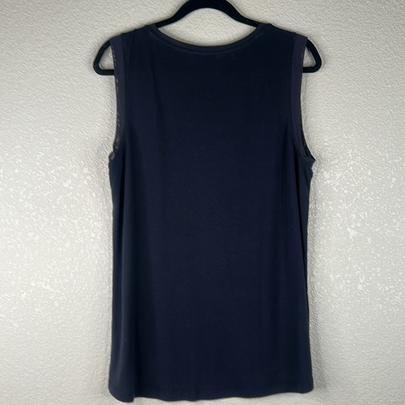 Athleta Navy Blue Sheer Trim Yoga Workout Athletic Tank Top Size Extra Large - Picture 4 of 6